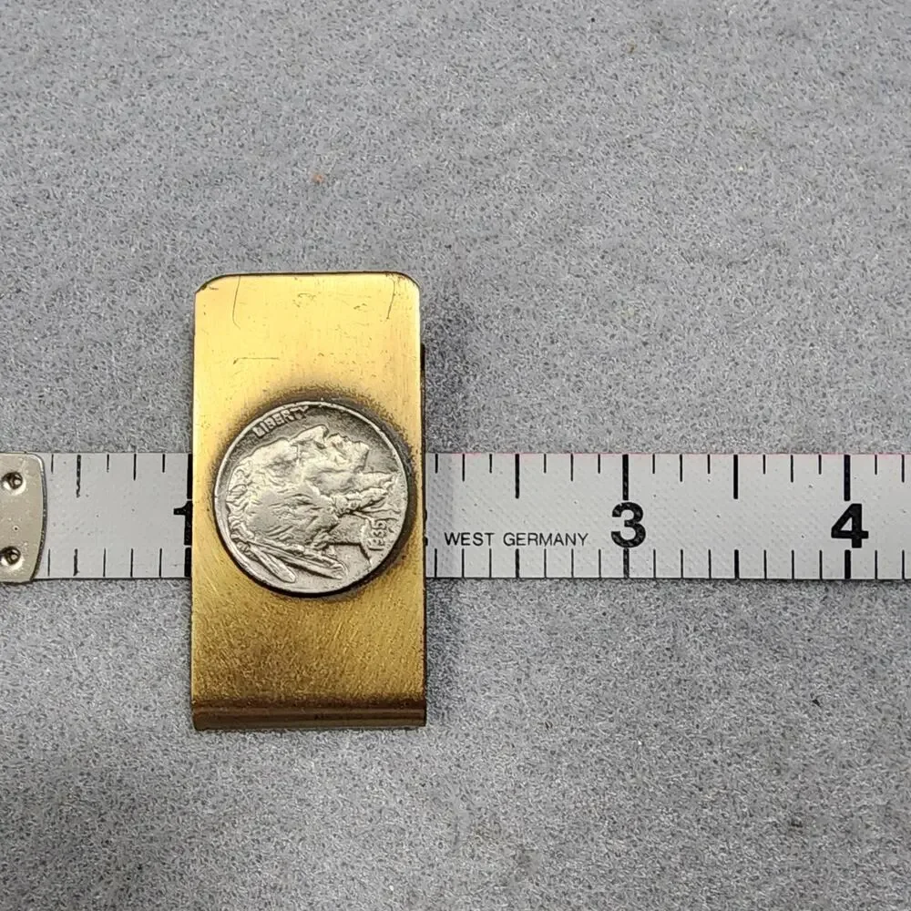 1935 U.S. Liberty Indian Head Coin On Silver Tone Credit Card/Money Clip Vintage